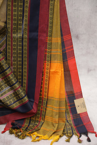 Khaki Bengal Cotton Saree With Nakshi Border-SRKBCS63