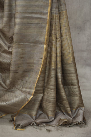 Grey Tussar Silk Saree - SRGTSS947