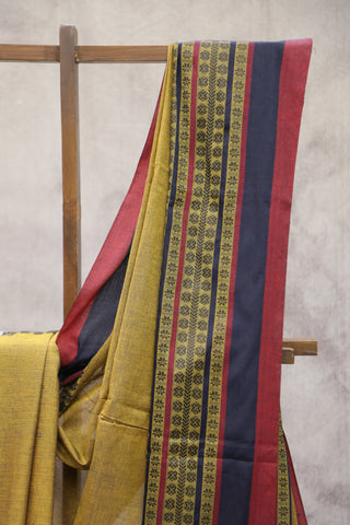 Khaki Bengal Cotton Saree With Nakshi Border-SRKBCS63