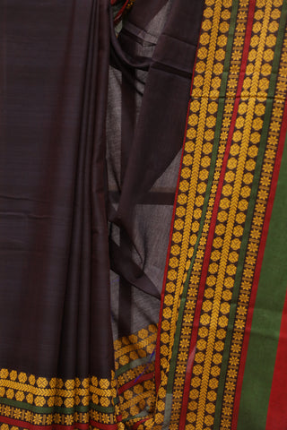 Dark Brown Bengal Cotton Saree With Nakshi Border-SRDBBCS62