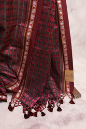 Black-Pink Hathi Mor Khun Saree - SRBPHMKS41