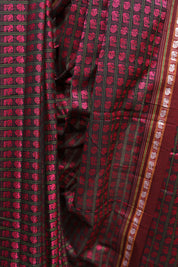 Black-Pink Hathi Mor Khun Saree - SRBPHMKS41