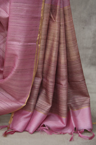 Pink Tussar Silk Saree - SRPTSS950