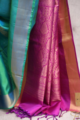 Peacock Green Soft Silk Saree - SRPGSSS218