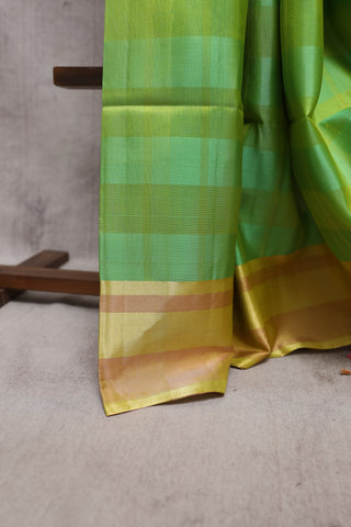 Parrot Green Soft Silk Saree With Zari Border And Floral Pallu Design - SRPGSSS169