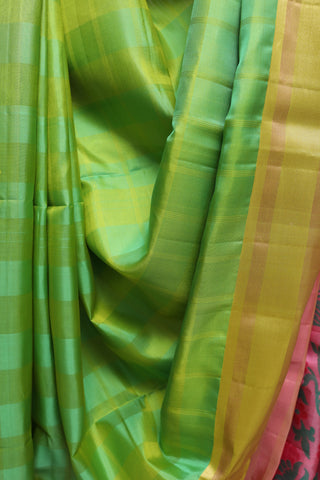 Parrot Green Soft Silk Saree With Zari Border And Floral Pallu Design - SRPGSSS169