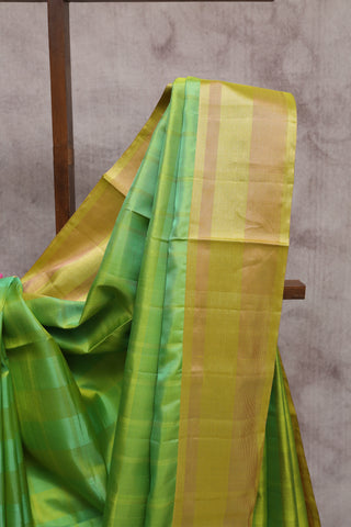 Parrot Green Soft Silk Saree With Zari Border And Floral Pallu Design - SRPGSSS169