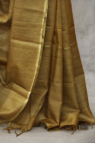 Moss Green Tussar Silk Saree - SRMGTSS931