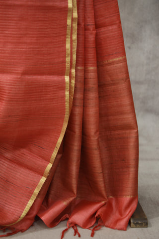 Orange Tussar Silk Saree - SROTSS929