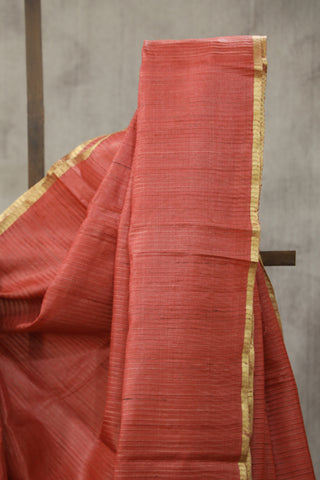 Orange Tussar Silk Saree - SROTSS929