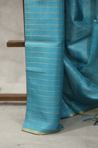 Teal Tussar Silk Saree - SRTTSS918