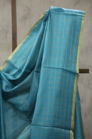 Teal Tussar Silk Saree - SRTTSS918