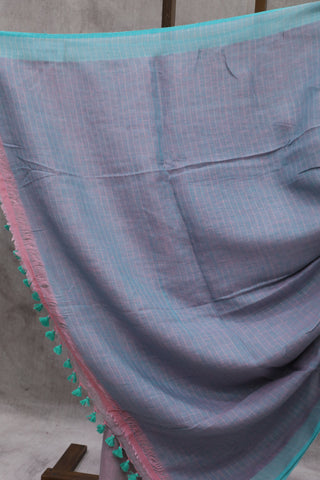 Light Pink Plain Linen Saree-SRLPPLS126