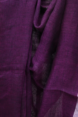 Purple Plain Linen Saree With Tassels-SRPPLS173