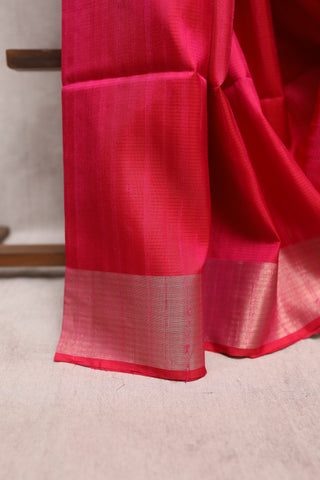 Rani Pink Soft Silk Saree With Zari Border And Floral Zari Pallu Design - SRRPSSS175