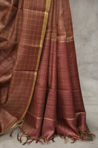 Dusty Pink Tussar Silk Saree - SRDPTSS911