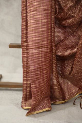 Dusty Pink Tussar Silk Saree - SRDPTSS911