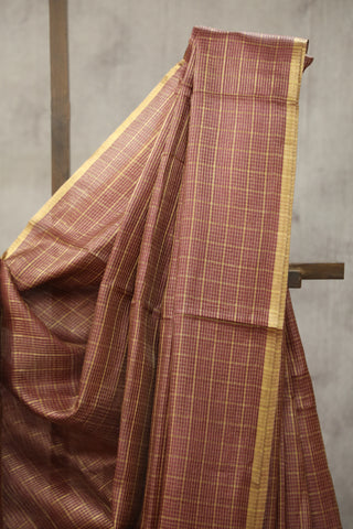 Dusty Pink Tussar Silk Saree - SRDPTSS911