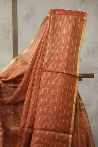 Cherry Red Tussar Silk Saree - SRCRTSS913