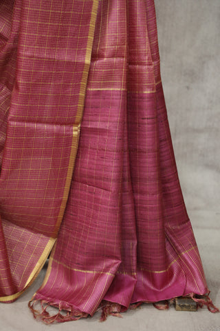 Pink Tussar Silk Saree - SRPTSS912