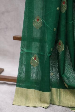 Green Chanderi Silk Saree-SRGCSS119