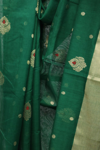 Green Chanderi Silk Saree-SRGCSS119