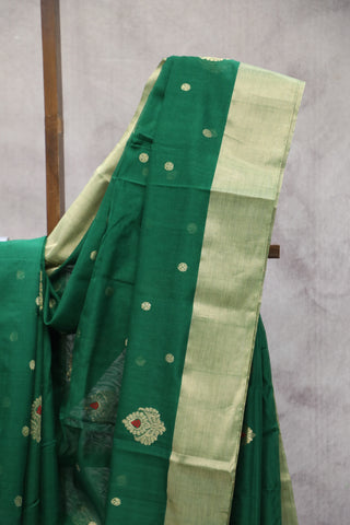 Green Chanderi Silk Saree-SRGCSS119