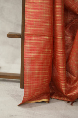 Cherry Red Tussar Silk Saree - SRCRTSS910