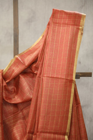 Cherry Red Tussar Silk Saree - SRCRTSS910