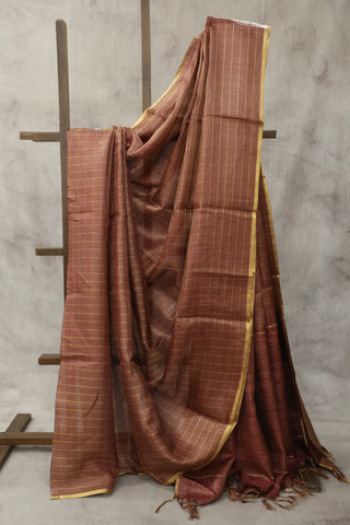 Mauve Tussar Silk Saree - SRMTSS906