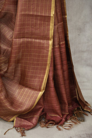 Mauve Tussar Silk Saree - SRMTSS906