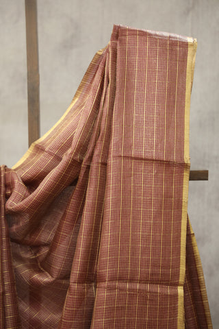 Mauve Tussar Silk Saree - SRMTSS906