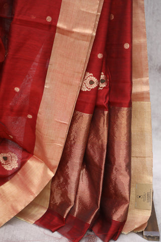 Red Chanderi Silk Saree-SRRCSS117