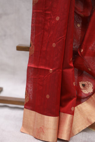 Red Chanderi Silk Saree-SRRCSS117