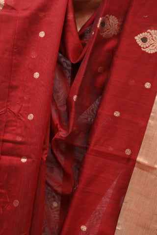 Red Chanderi Silk Saree-SRRCSS117