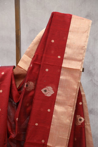 Red Chanderi Silk Saree-SRRCSS117