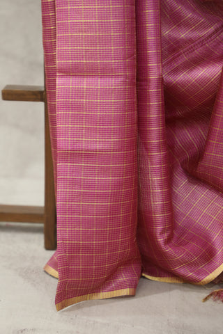 Pink Tussar Silk Saree - SRPTSS908