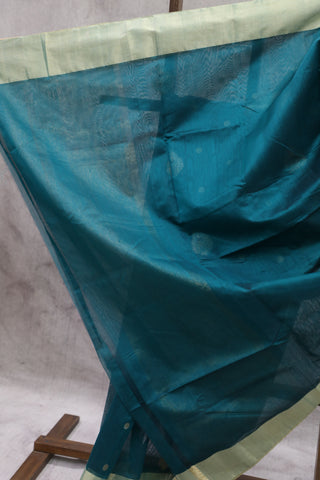 Teal Blue Chanderi Silk Saree-SRTBCSS116