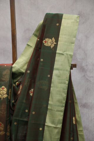 Two Tone Moss Green Chanderi Silk Saree-SRTTMGCSS115