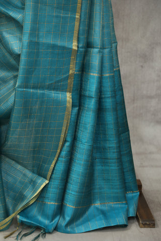 Turquoise Tussar Silk Saree - SRTTSS909