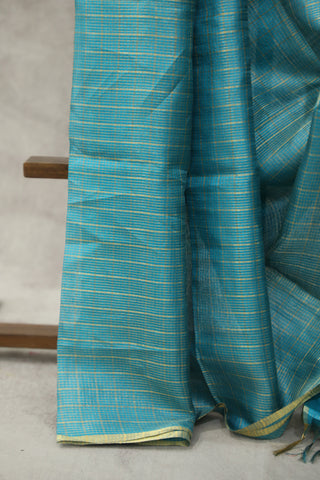 Turquoise Tussar Silk Saree - SRTTSS909