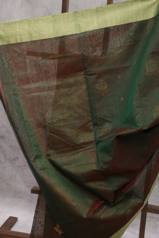 Two Tone Moss Green Chanderi Silk Saree-SRTTMGCSS115