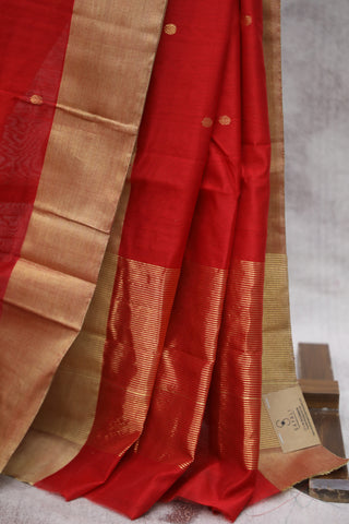 Red Chanderi Silk Saree-SRRCSS114