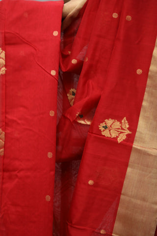 Red Chanderi Silk Saree-SRRCSS114