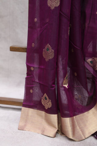 Purple Chanderi Silk Saree-SRPCSS113