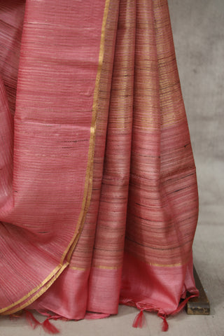 Pink Tussar Silk Saree - SRPTSS941