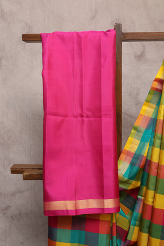 Multicolor Big Block Soft Silk Saree With Pink Pallu- SRMSSS135