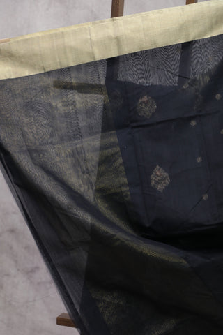 Black Chanderi Silk Saree-SRBCSS112