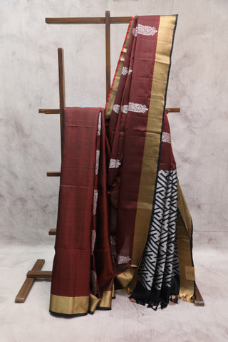 Maroon Soft Silk Saree - SRMSSS304