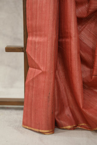 Peach Tussar Silk Saree - SRPTSS991